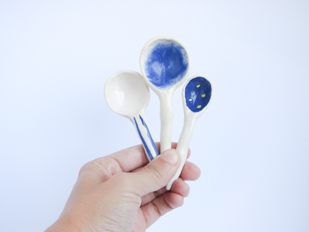 Azzone Alessandra Handmade, Studio, blue, spoon, stoneware, white