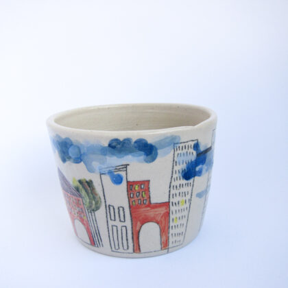 Azzone Alessandra Handmade, blue, ceramics, colours, pottery, red, serving bowl, stoneware, white