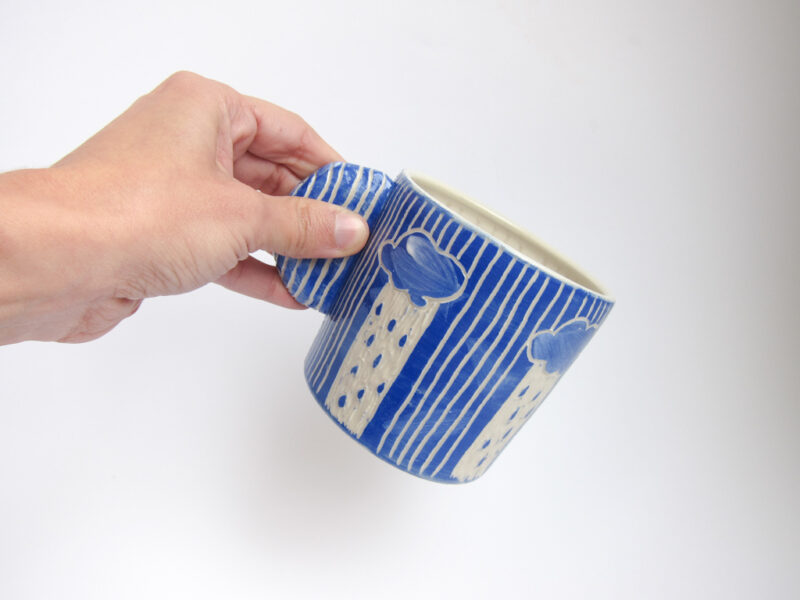 Azzone Alessandra Handmade, blue, ceramics, coffee, sgraffito, stoneware, sunday morning