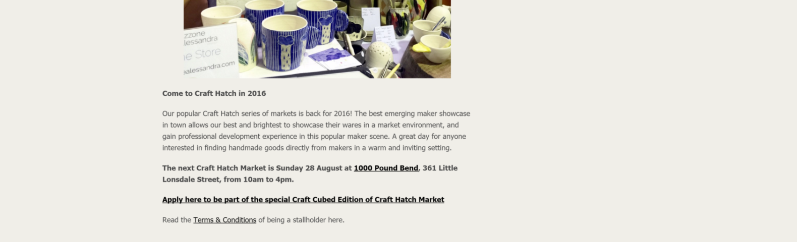 Alessandra Azzone featured on Craft Victoria for the Craft Hatch Market – June 2016